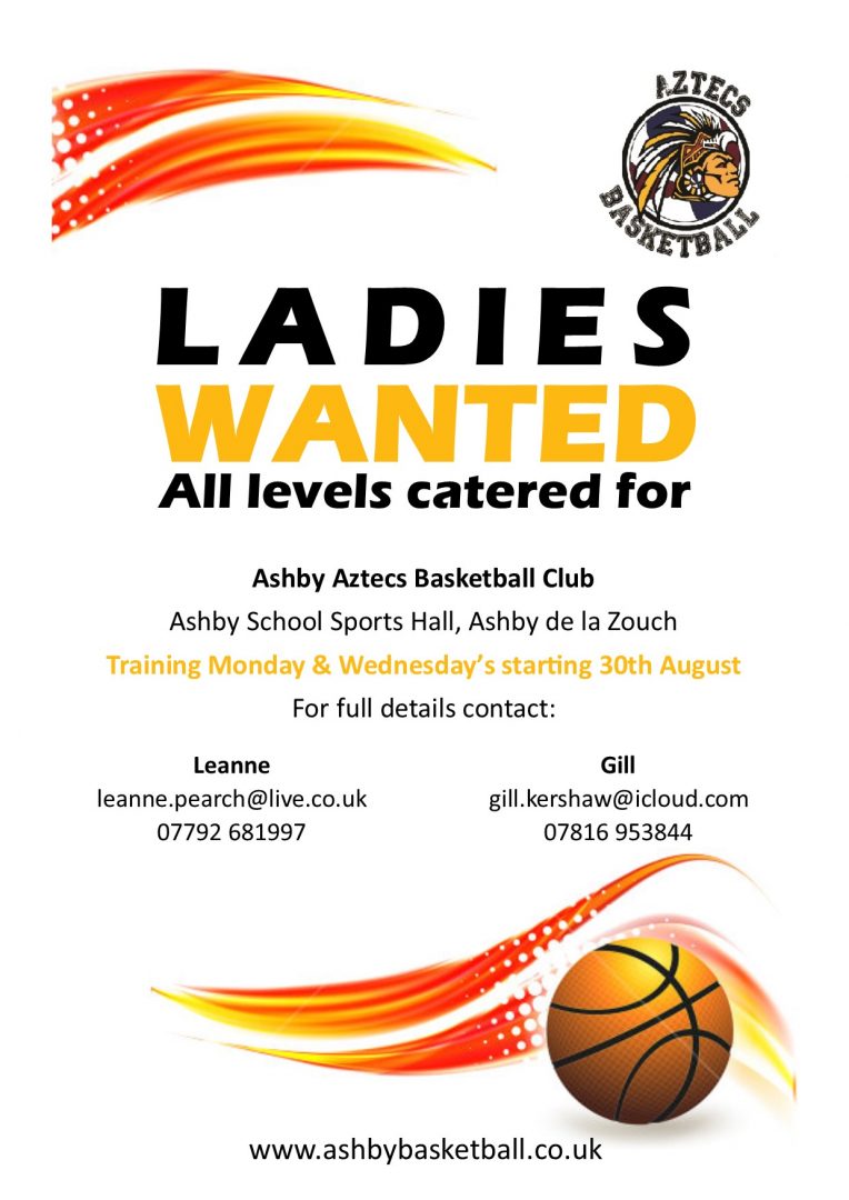 Ashby Aztecs Ladies is looking for Basketball Players